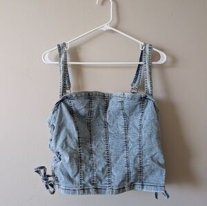 Love Trends Women's Jean Tank Crop Top Size Large